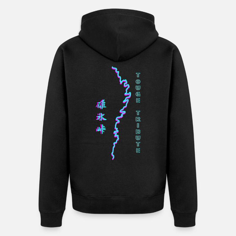 碓氷峠 Usui Touge Synthwave - Unisex Premium Bio Zip Hoodie - Schwarz