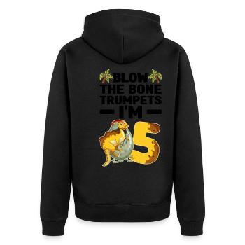 Dinosaurier Kinder - Unisex Premium Bio Zip Hoodie - Schwarz - Hinten - Nico (187cm)