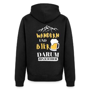 Wandern und Bier Bergwanderung für Biertrinker - Unisex Premium Bio Zip Hoodie - Schwarz - Hinten - Nico (187cm)