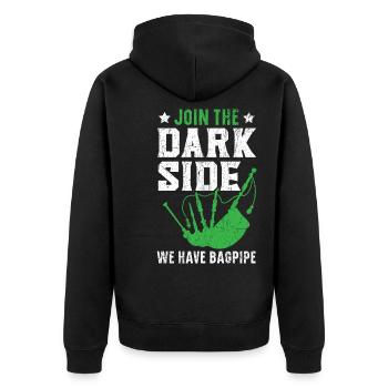 Join The Dark Side We have bagpipes Bagpipes - Unisex Premium Organic Zip Hoodie - black - Back - Nico (187cm)