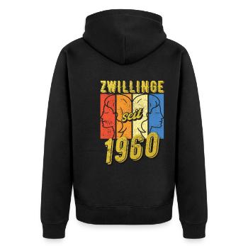Zwillinge Sternzeichen 1960 Geschenk - Unisex Premium Bio Zip Hoodie - Schwarz - Hinten - Nico (187cm)