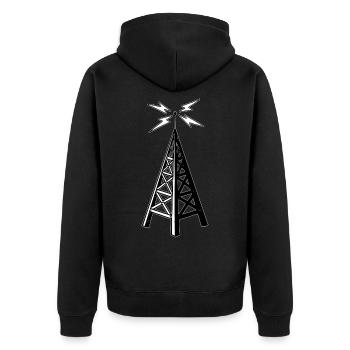 Radio Tower - Black & White Transparent - Unisex Premium Organic Zip Hoodie - black - Back - Nico (187cm)