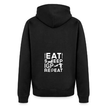Eat Sleep IGP Repeat Motif Shirt - Unisex Premium Organic Zip Hoodie - black - Back - Nico (187cm)