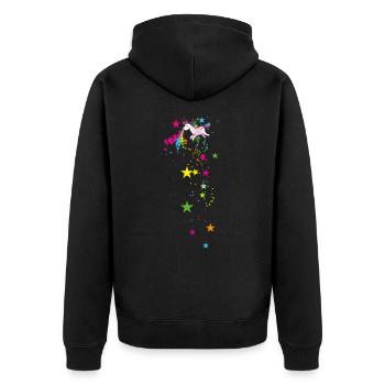 Puking Unicorn,Unicorn,Stars,Unicorn - Unisex Premium Organic Zip Hoodie - black - Back - Nico (187cm)