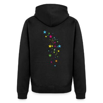 sterne,bunte sterne,stern, illustration,LGBT - Unisex Premium Bio Zip Hoodie - Schwarz - Hinten - Nico (187cm)