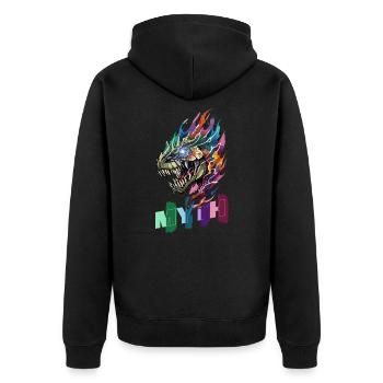 Fabelwesen - Das Unbekannte umarmen - Unisex Premium Bio Zip Hoodie - Schwarz - Hinten - Nico (187cm)