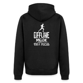 Offline Mode - 100% Focus Running Sport - Unisex Premium Organic Zip Hoodie - black - Back - Nico (187cm)