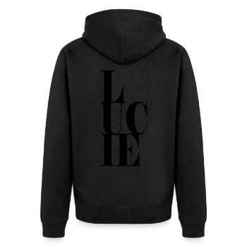 Lucie Name Vorname Moderne Schrift Wort Art - Unisex Premium Bio Zip Hoodie - Schwarz - Hinten - Nico (187cm)