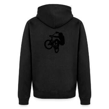 Bmx Trick Bike - Unisex Premium Organic Zip Hoodie - black - Back - Nico (187cm)