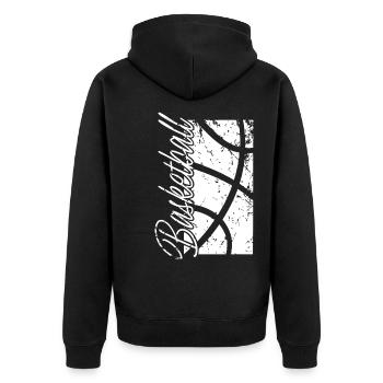 Basketball Basketballer - Unisex Premium Bio Zip Hoodie - Schwarz - Hinten - Nico (187cm)