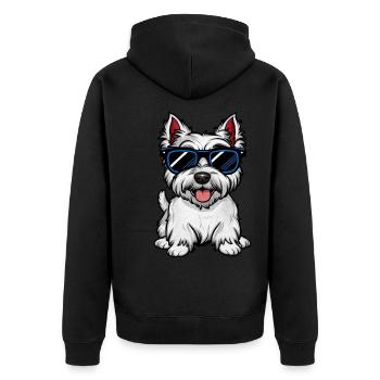 Cartoon West Highland Terriermit Sonnenbrille - Unisex Premium Bio Zip Hoodie - Schwarz - Hinten - Nico (187cm)