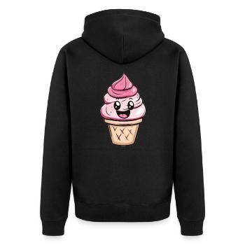 Fröhliches Eis im Becher - Unisex Premium Bio Zip Hoodie - Schwarz - Hinten - Nico (187cm)