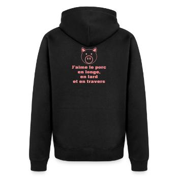 longe-lard-travers-NB - Veste à capuche bio Premium Unisexe - noir - Dos - Nico (187cm)