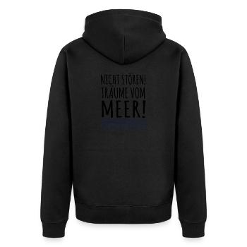 Nicht stören! Träume vom Meer! Meer-Sehnsucht - Unisex Premium Bio Zip Hoodie - Schwarz - Hinten - Nico (187cm)