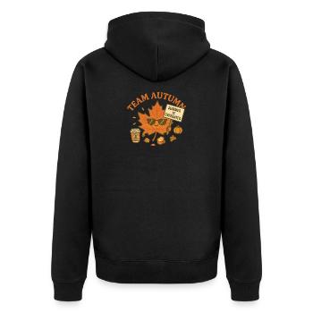 Team Autumn - Summer is Overrated - Unisex Premium Bio Zip Hoodie - Schwarz - Hinten - Nico (187cm)
