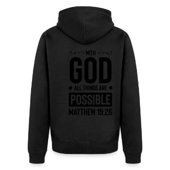 God All Is Possible Bible - Unisex Premium Organic Zip Hoodie - black - Back - Nico (187cm)