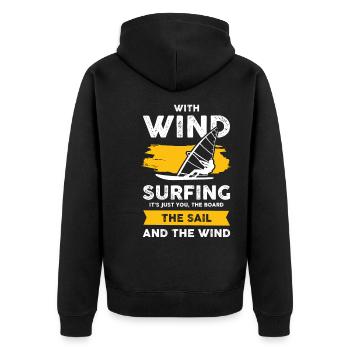 windsurfen surfer - Unisex Premium Bio Zip Hoodie - Schwarz - Hinten - Nico (187cm)