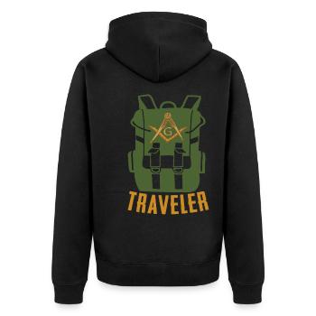 Masonic Freemasonry Fraternal - Unisex Premium Bio Zip Hoodie - Schwarz - Hinten - Nico (187cm)