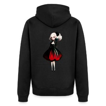 Madame Red - Unisex Premium Bio Zip Hoodie - Schwarz - Hinten - Nico (187cm)