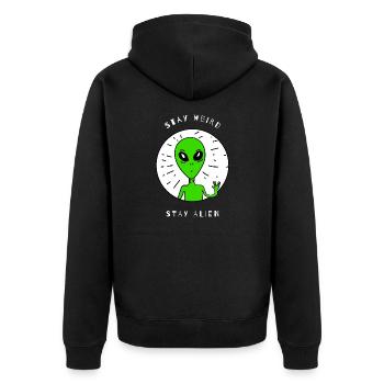 Restez bizarre Restez étranger - Veste à capuche bio Premium Unisexe - noir - Dos - Nico (187cm)