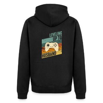 Niveau jusqu’à Mari Mariage Fiançailles Mariage JGA - Veste à capuche bio Premium Unisexe - noir - Dos - Nico (187cm)
