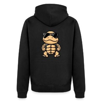Tortue Bande dessinée cool - Veste à capuche bio Premium Unisexe - noir - Dos - Nico (187cm)