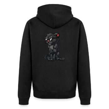 Panther Cool Comic - Unisex Premium Bio Zip Hoodie - Schwarz - Hinten - Nico (187cm)