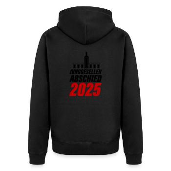 Junggesellen Abschied 2025 - Unisex Premium Bio Zip Hoodie - Schwarz - Hinten - Nico (187cm)