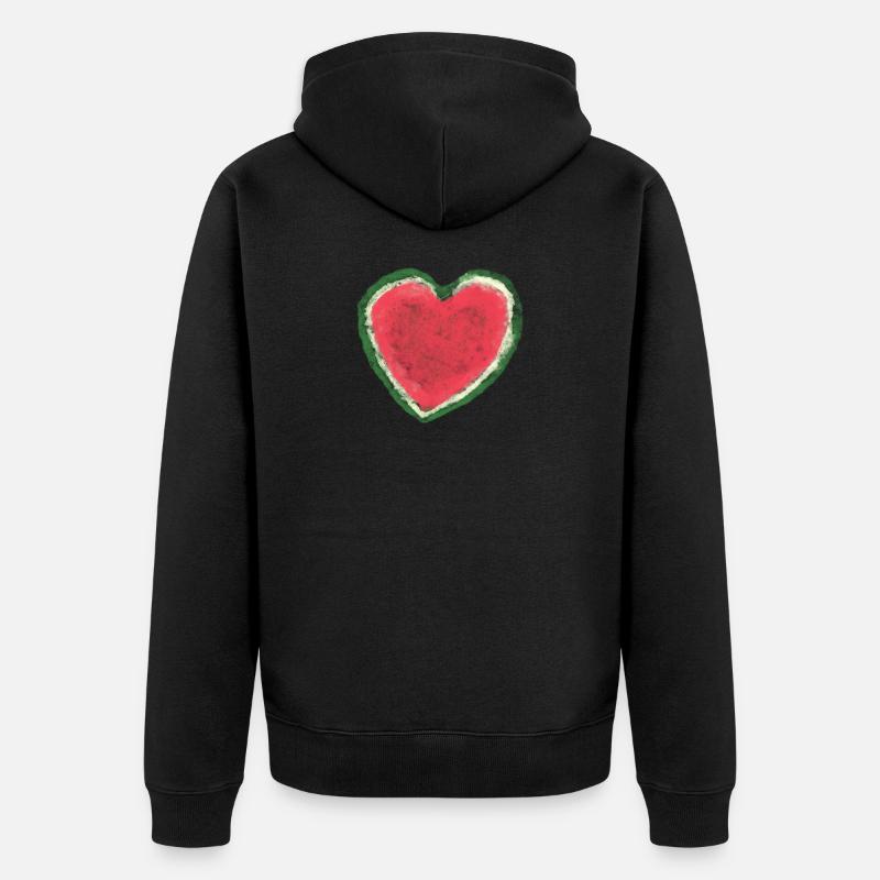 Melon, Pastèque, Aquarelle, Cœur - Veste à capuche bio Premium Unisexe - noir
