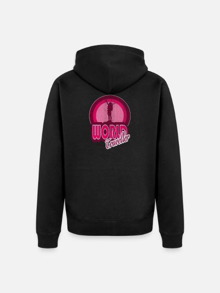 travel - Unisex Premium Organic Zip Hoodie - black