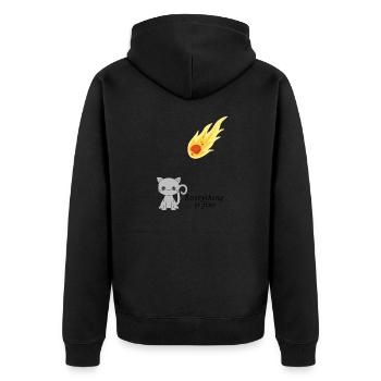 Kitty Katze Meteorit Katzenliebhaber witzig süß - Unisex Premium Bio Zip Hoodie - Schwarz - Hinten - Nico (187cm)
