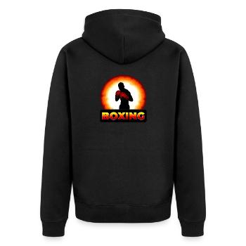 Boxen - Unisex Premium Bio Zip Hoodie - Schwarz - Hinten - Nico (187cm)