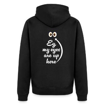 J’ai les yeux en l’air - Veste à capuche bio Premium Unisexe - noir - Dos - Nico (187cm)