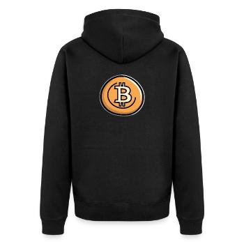 Emblème d’Art de la Pièce Bitcoin - Veste à capuche bio Premium Unisexe - noir - Dos - Nico (187cm)