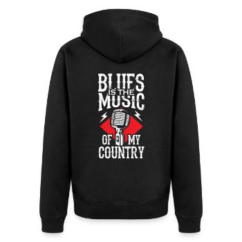 Le blues est la musique de mon pays - Veste à capuche bio Premium Unisexe - noir - Dos - Nico (187cm)