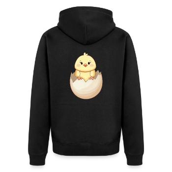 Poussin kawaii mignon, éclosion de la coquille d’œuf - Veste à capuche bio Premium Unisexe - noir - Dos - Nico (187cm)