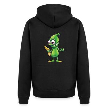 Green Alien Meets Funny Banana - Unisex Premium Organic Zip Hoodie - black - Back - Nico (187cm)