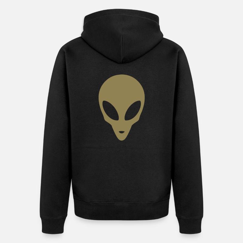 Silhouette eines Alienkopfes - Unisex Premium Bio Zip Hoodie - Schwarz