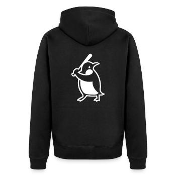 Silhouette de joueur de baseball pingouin - Veste à capuche bio Premium Unisexe - noir - Dos - Nico (187cm)