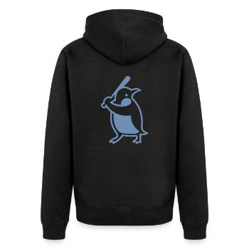 Silhouette de joueur de baseball pingouin - Veste à capuche bio Premium Unisexe - noir - Dos - Nico (187cm)