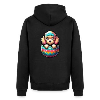 Easter Egg Easter Egg Dog Poodle Hatches From The Egg - Unisex Premium Organic Zip Hoodie - black - Back - Nico (187cm)