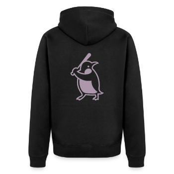 Silhouette de joueur de baseball pingouin - Veste à capuche bio Premium Unisexe - noir - Dos - Nico (187cm)