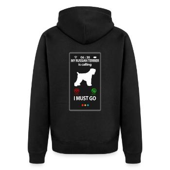Black Russian Terrier Sayings Funny Funny - Unisex Premium Organic Zip Hoodie - black - Back - Nico (187cm)