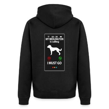 Bedlington Whippet Spruch Sprüche Lustig Witzig - Unisex Premium Bio Zip Hoodie - Schwarz - Hinten - Nico (187cm)