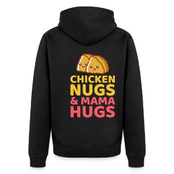 Chicken Nugs und Mama umarmen Fast Food lustiger Spruch - Unisex Premium Bio Zip Hoodie - Schwarz - Hinten - Nico (187cm)