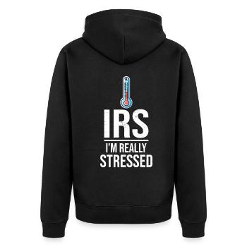 Thermomètre fiscal : les niveaux de stress de l’IRS augmentent - Veste à capuche bio Premium Unisexe - noir - Dos - Nico (187cm)