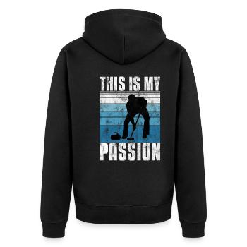 Curling is my Passion Curler Eisstockschießen - Unisex Premium Bio Zip Hoodie - Schwarz - Hinten - Nico (187cm)