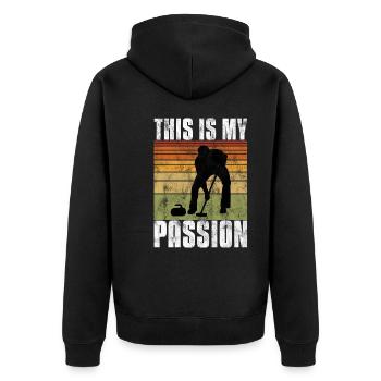Curling is my Passion Curler Eisstockschießen - Unisex Premium Organic Zip Hoodie - black - Back - Nico (187cm)