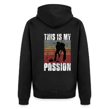 Curling is my passion curler curling - Unisex Premium Organic Zip Hoodie - black - Back - Nico (187cm)
