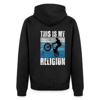 BMX is my religion Bike Bike - Unisex Premium Organic Zip Hoodie - black - Back - Nico (187cm)